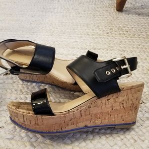 Tommy Hilfiger Black Sandals with Cork Wedge